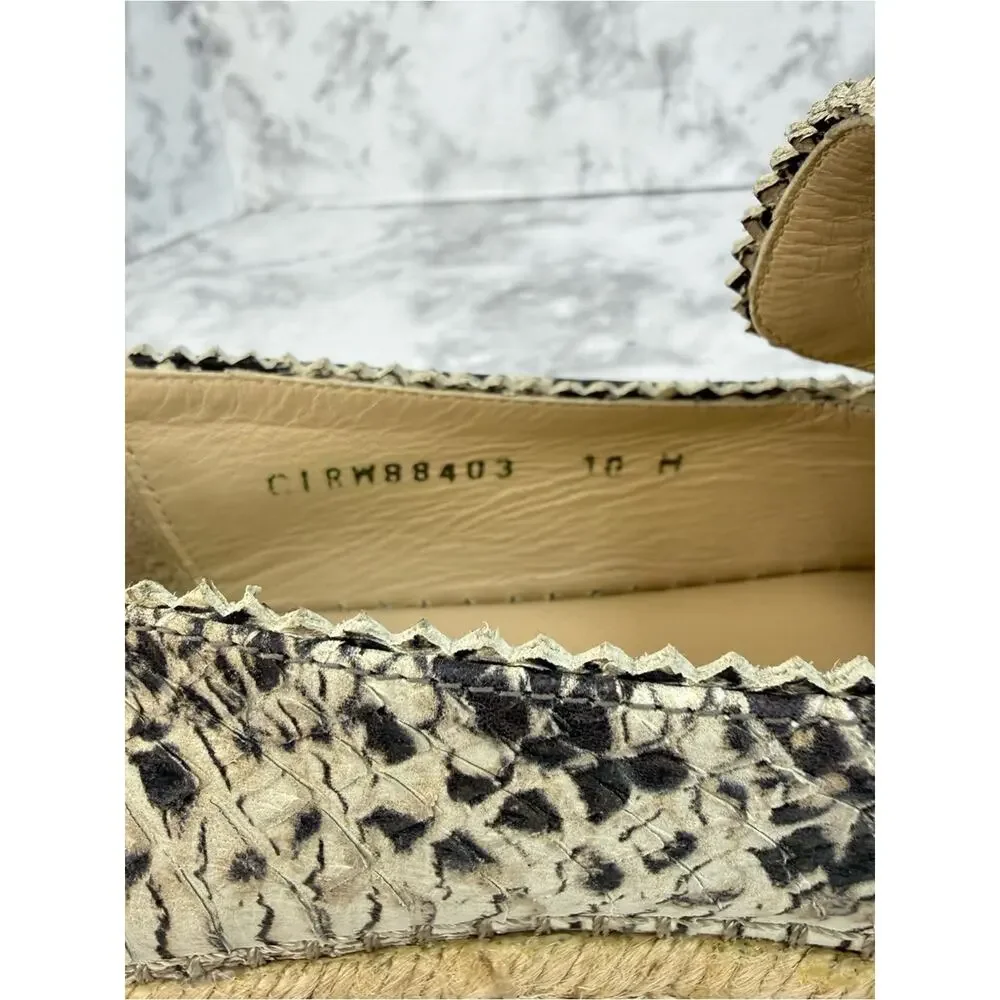 STUART WEITZMAN Catalan Snake-Print Espadrille Slip-On in Creme Women’s Sz 10